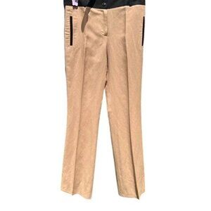 Carlisle Womens Khaki Tuxedo Pants Size 6 With Black Trim Viscose/Linen Blend